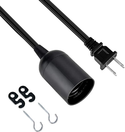 Cable extensión linterna E26 botón on/off 20ft negro pack 2