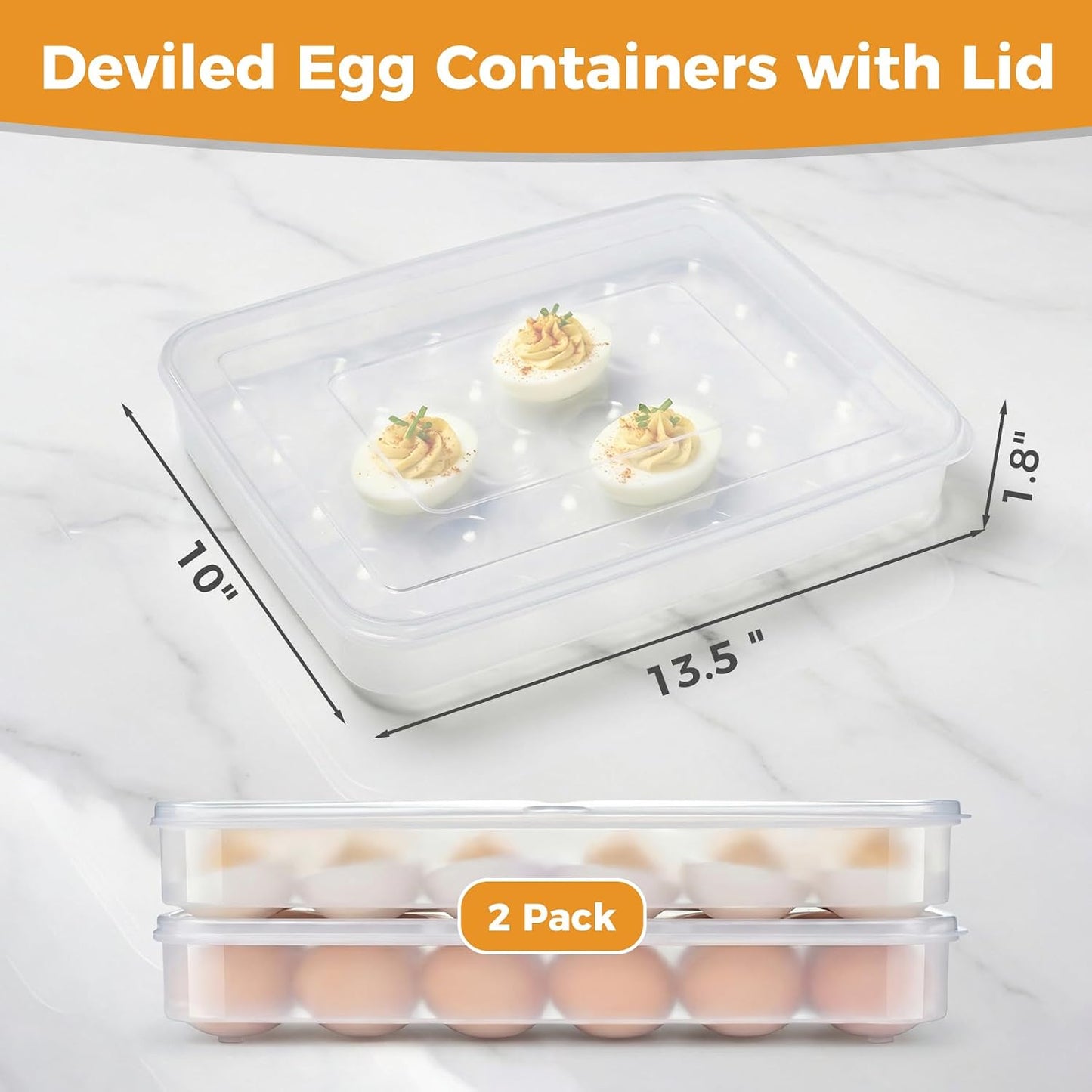 Recipientes huevos rellenos set 2 bandeja plástica 60 huevos