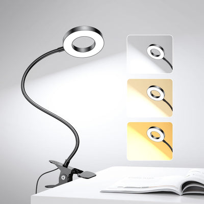Lámpara LED escritorio con clip 3 modos luz ajustable