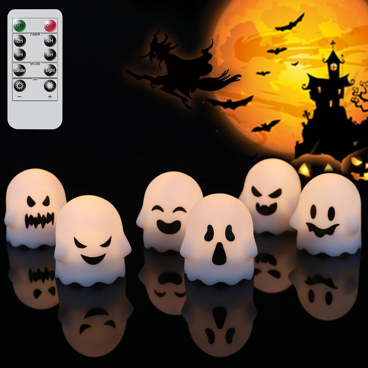 6 Velas LED Parpadeantes Halloween con Control Remoto