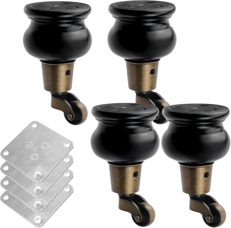 4 Patas Madera Mesa Calabaza con Ruedas Giratorias