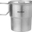 Taza titanio 10oz con mango plegable para camping