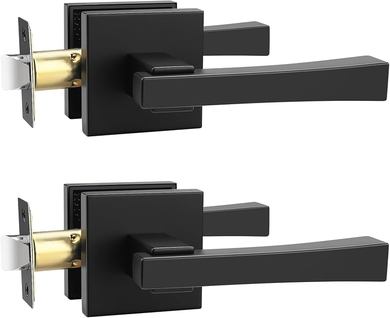 2 Pzas Manija Puerta Paso Negro Mate Reversible