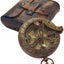 Reloj bronce con brújula y funda cuero regalo náutico hombre