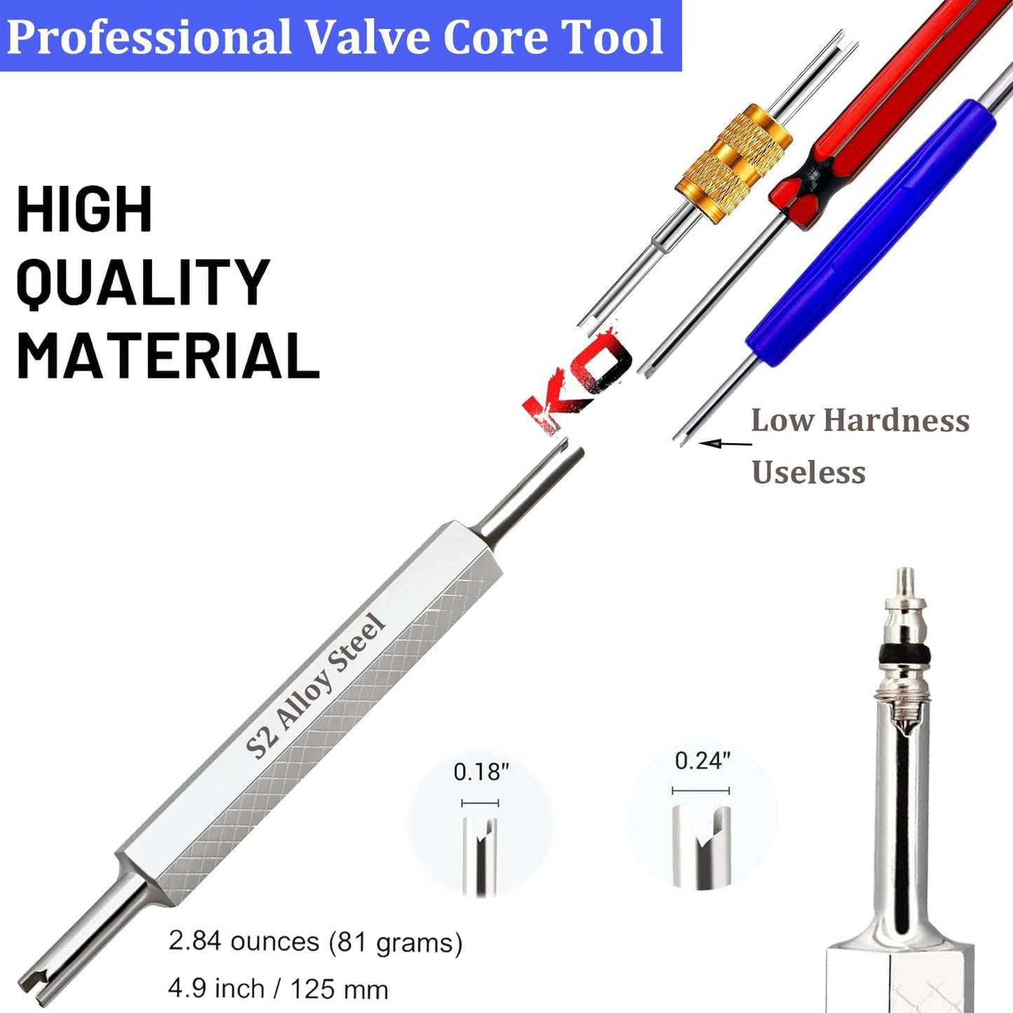 Kit herramientas extracción vástago válvula neumático R134A R12