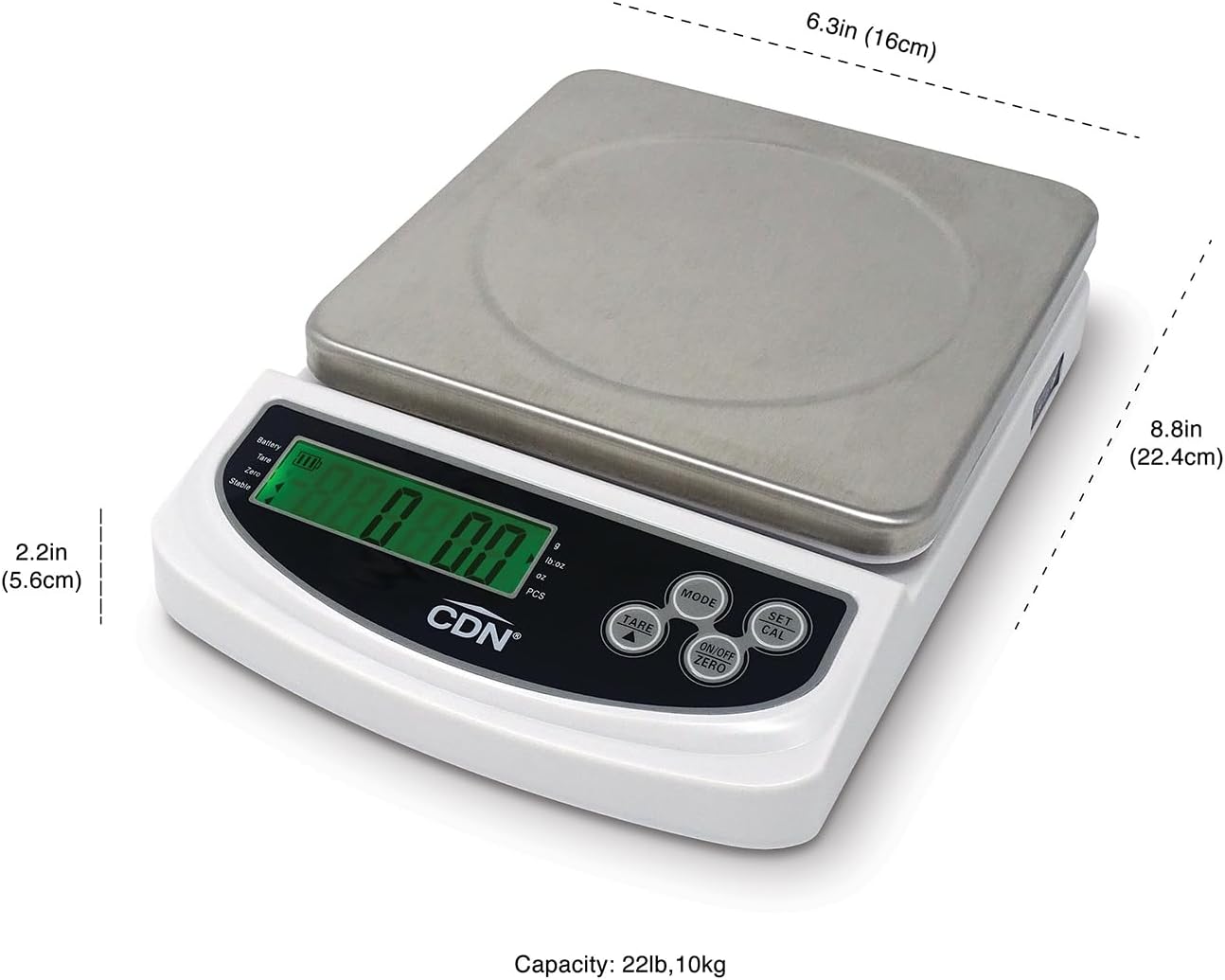 Báscula cocina digital 22lb pantalla retroiluminada blanco
