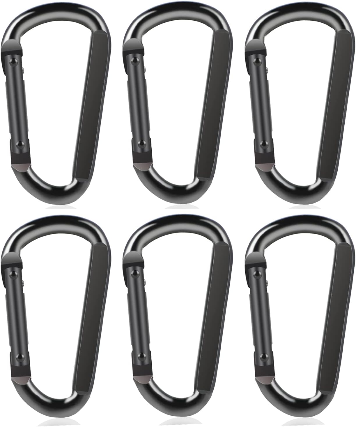 Clip mosquetón negro resistente 900lb forma D 3pulg