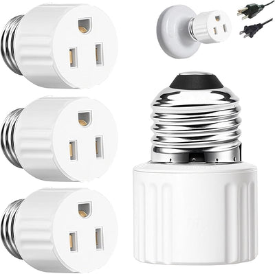 3 Pack Adaptador Enchufe Toma Luz E26 a Salida Roscada 2/3
