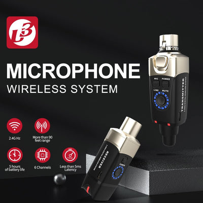 Sistema inalámbrico micrófono dinámico XLR transmisor receptor