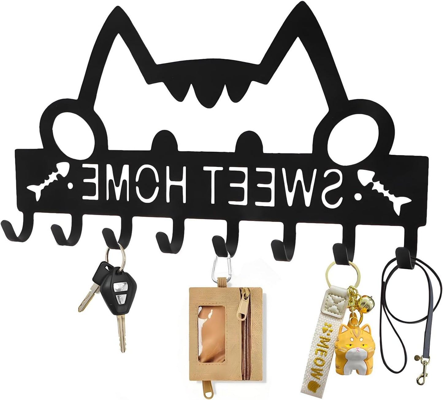 Soporte llaves de gato pared baño puerta entrada organiz.