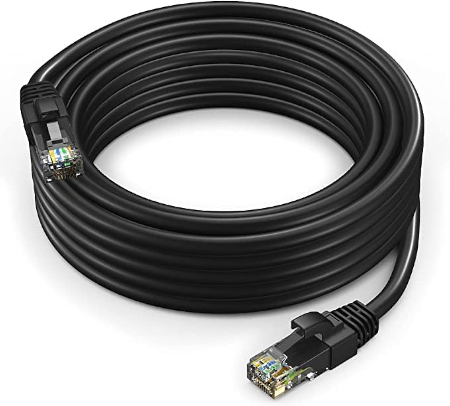 Cable Ethernet LAN Cat6 50ft resistente al agua negro