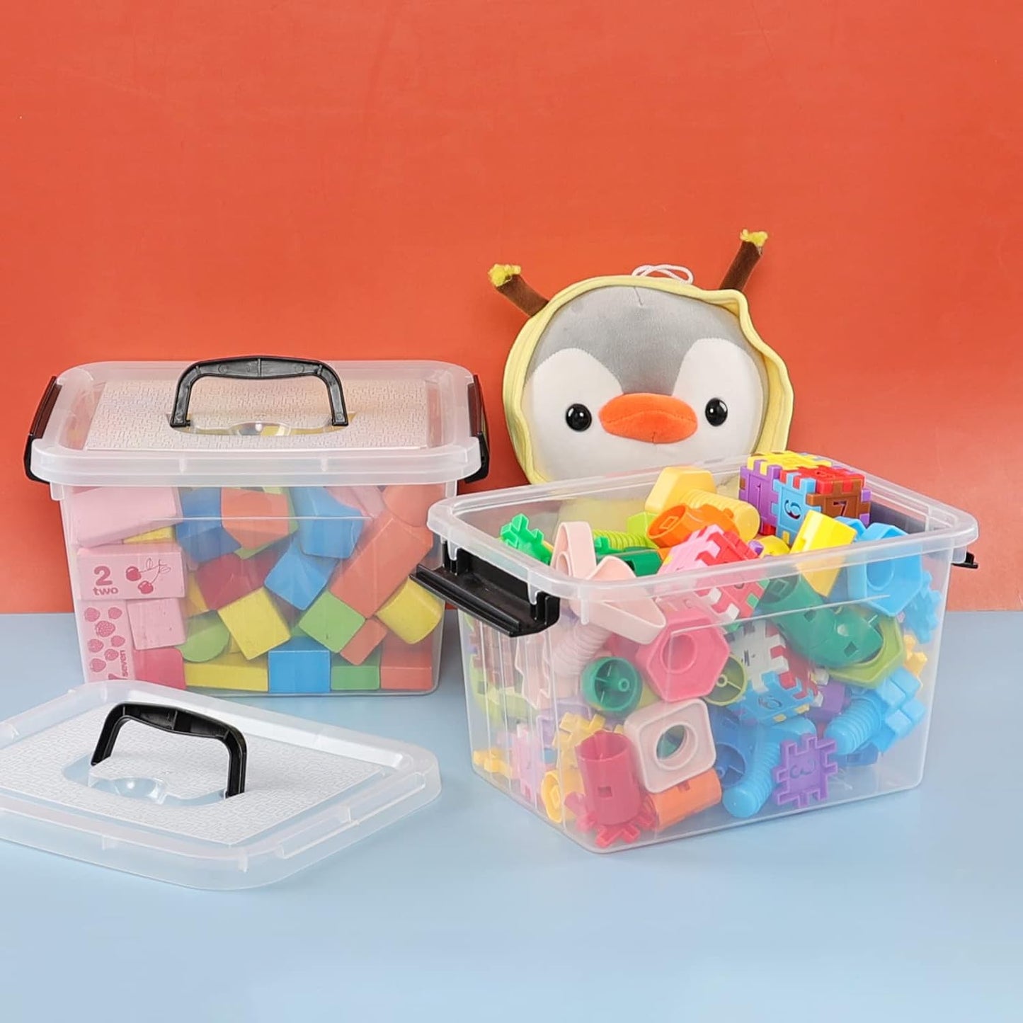 Contenedor plástico 6qt set 4 transparente con tapa