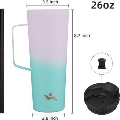 Vaso térmico acero inox con pajita 770ml verde lavanda