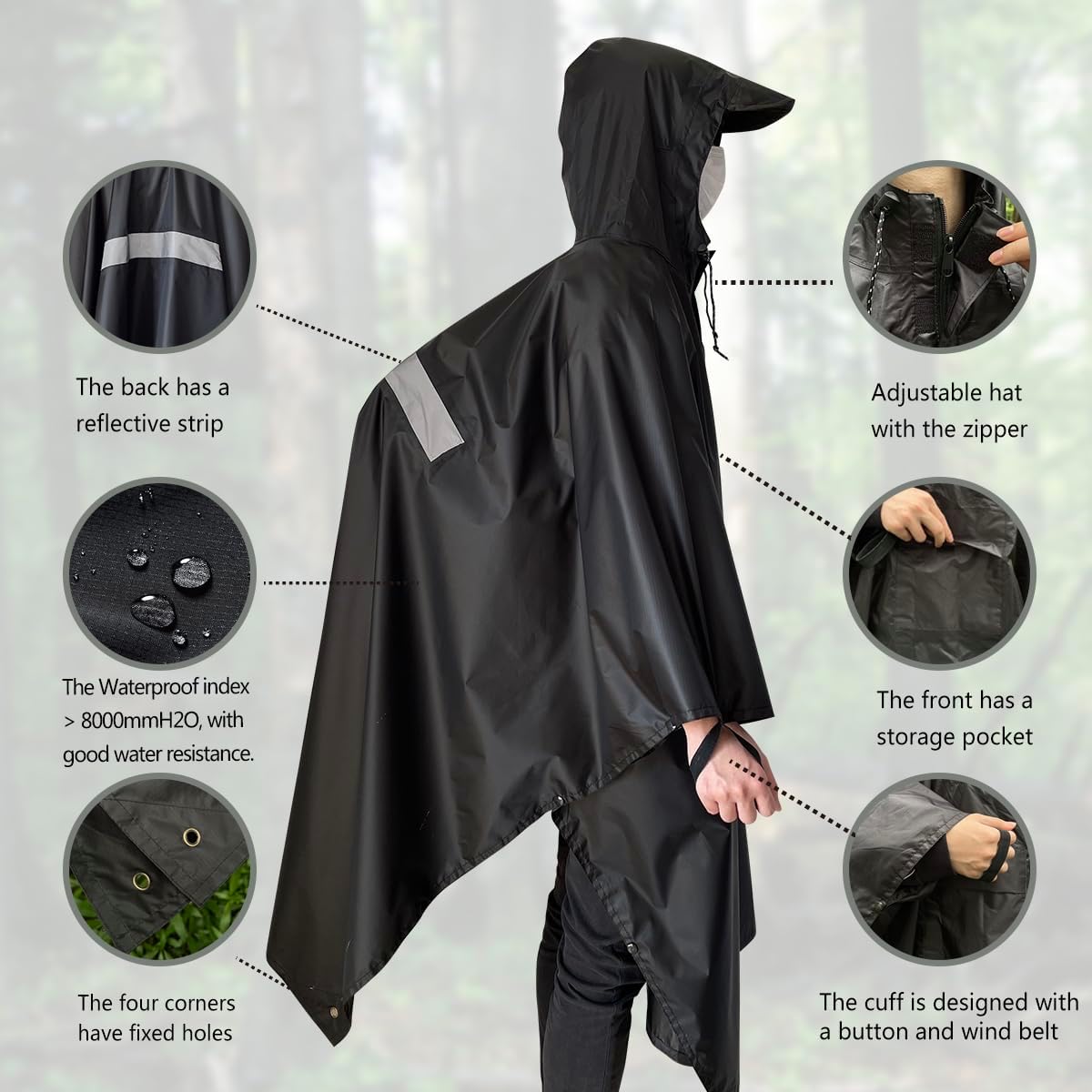 Poncho lluvia impermeable para senderismo y emergencia
