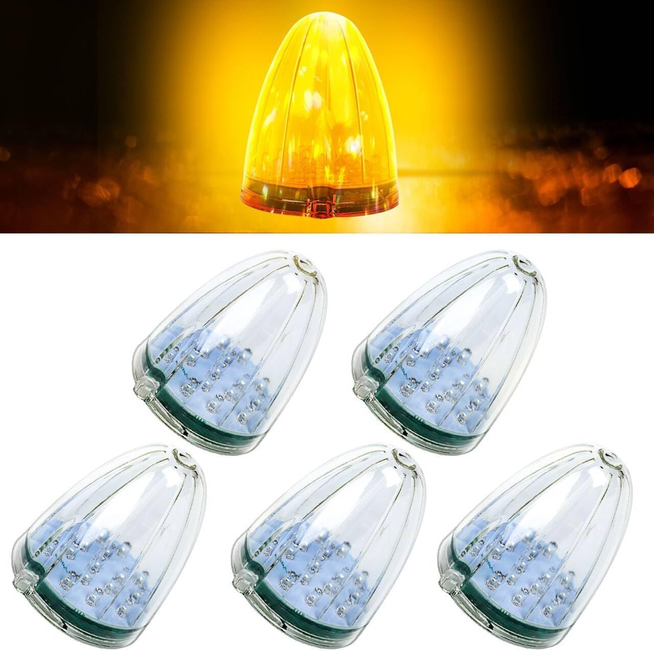 5 Luces LED Techo Cabina Ámbar Kenworth Peterbilt