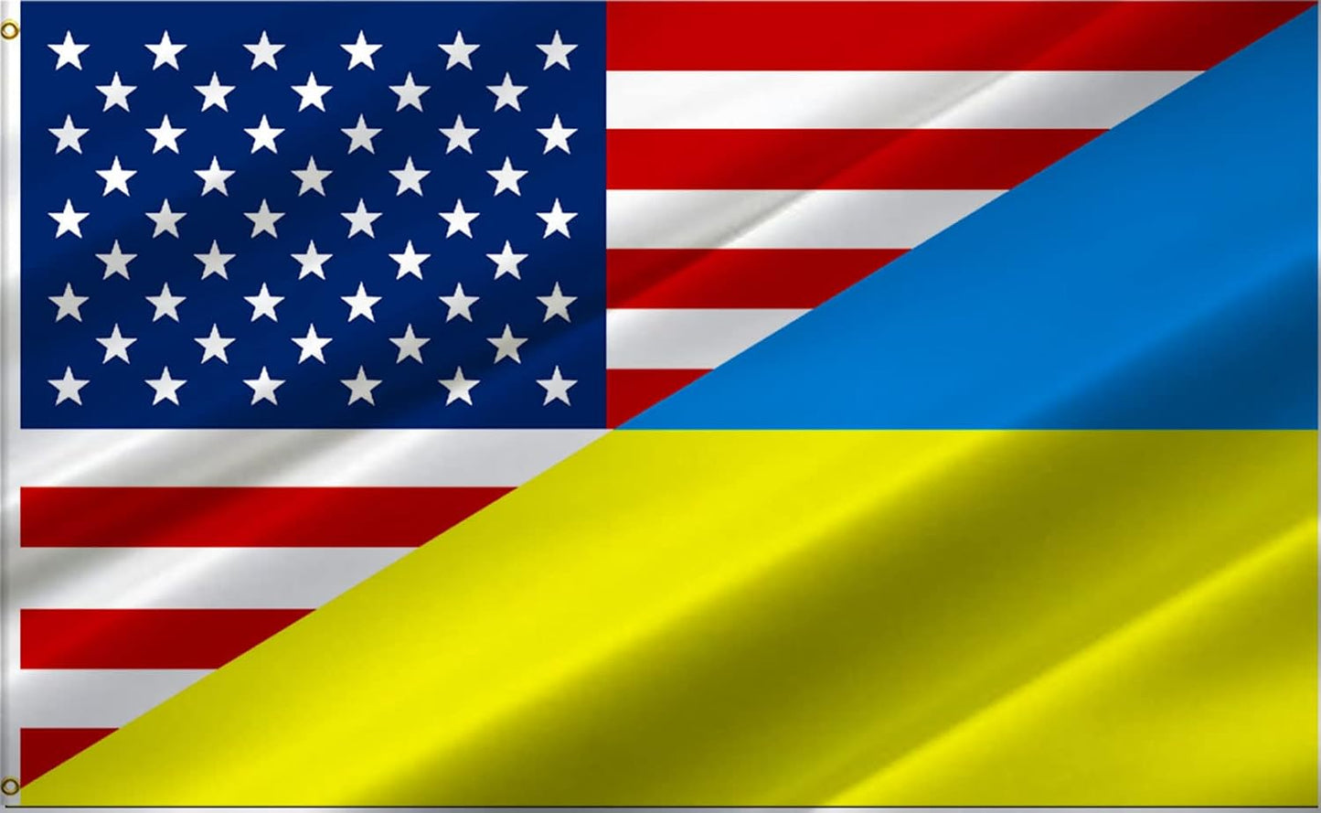 Bandera Ucrania EE.UU. 3x5ft poliéster doble costura