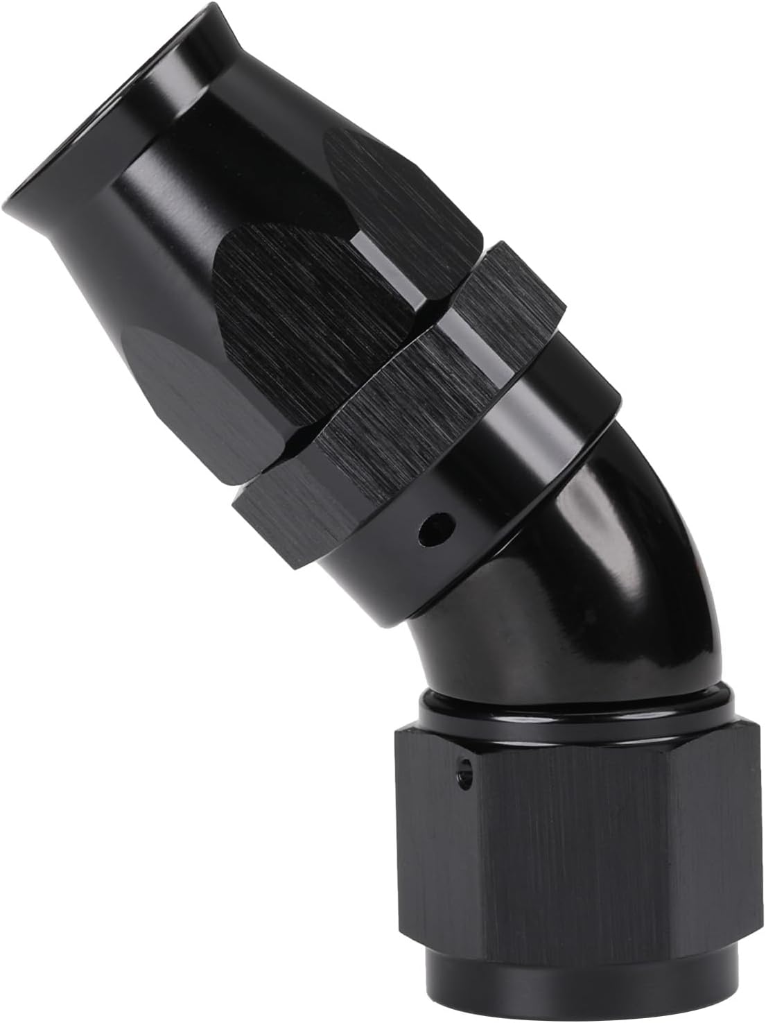 Codo Giratorio Aluminio Negro 10AN PTFE 45 Grados