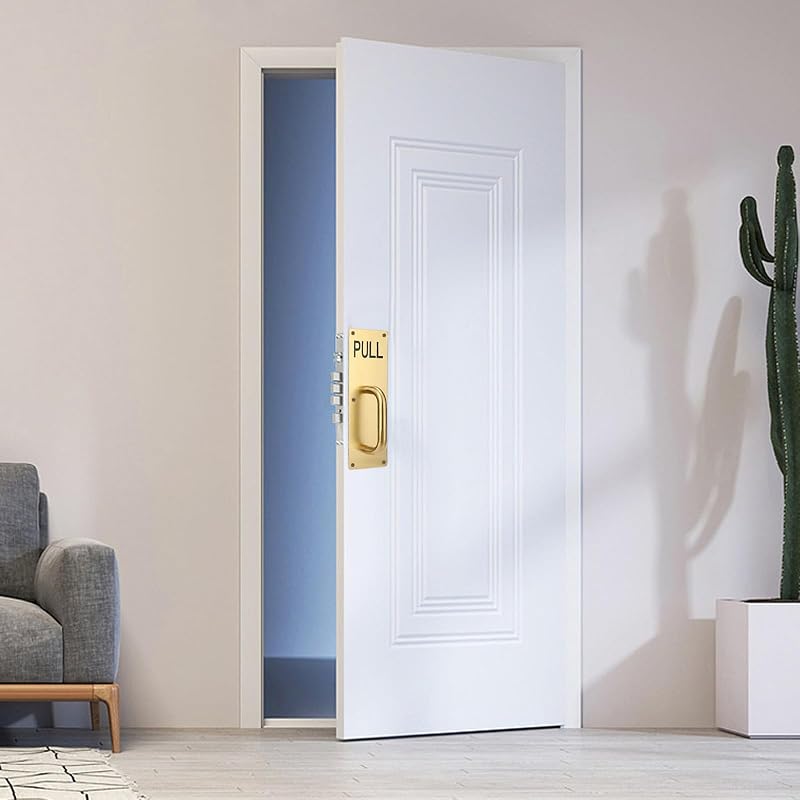 Juego manija puerta acero inox 12pulg barra dorada resistente