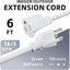 Cable extensión exterior 6ft SJTW 16/3 blanco enchufe tierra UL