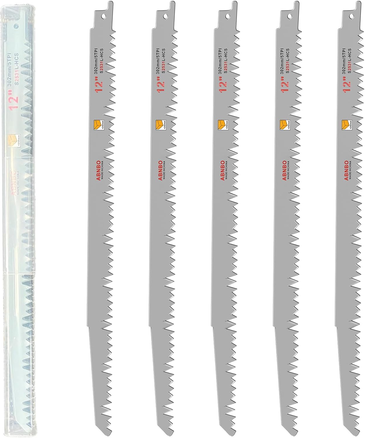 Hojas sierra recíproca madera 12pulg acero alto carbono 5TPI set 5