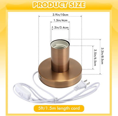 2 Pzas Base Lámpara E26 E27 Metal Pulido Cable 6ft