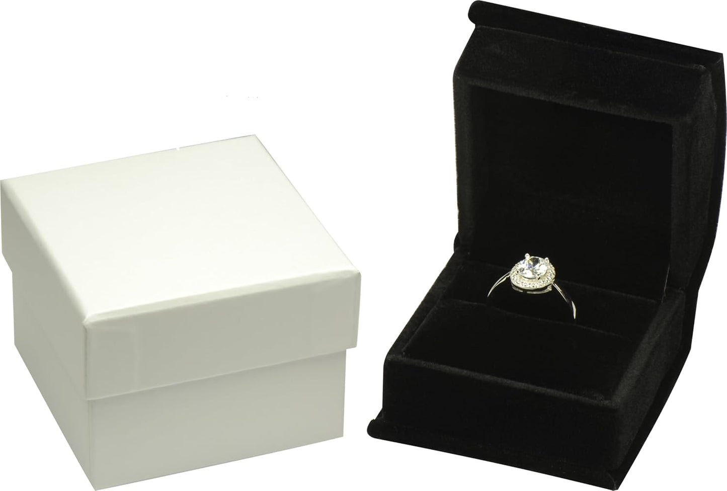 Caja terciopelo negro para anillos regalo bodas compromisos