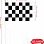 Bandera cuadros 5x8" set 20 palos madera ligera poliéster