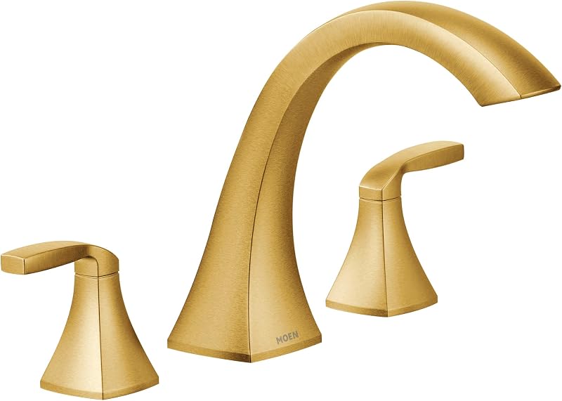 Kit moldura grifo bañera romana dos manijas oro cepillado
