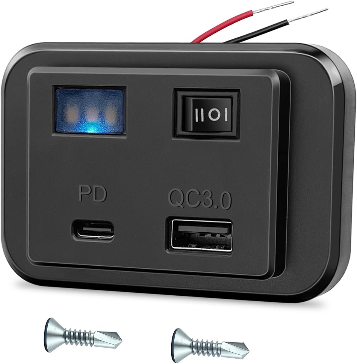 Panel pared RV con USB dual 12V y luz nocturna