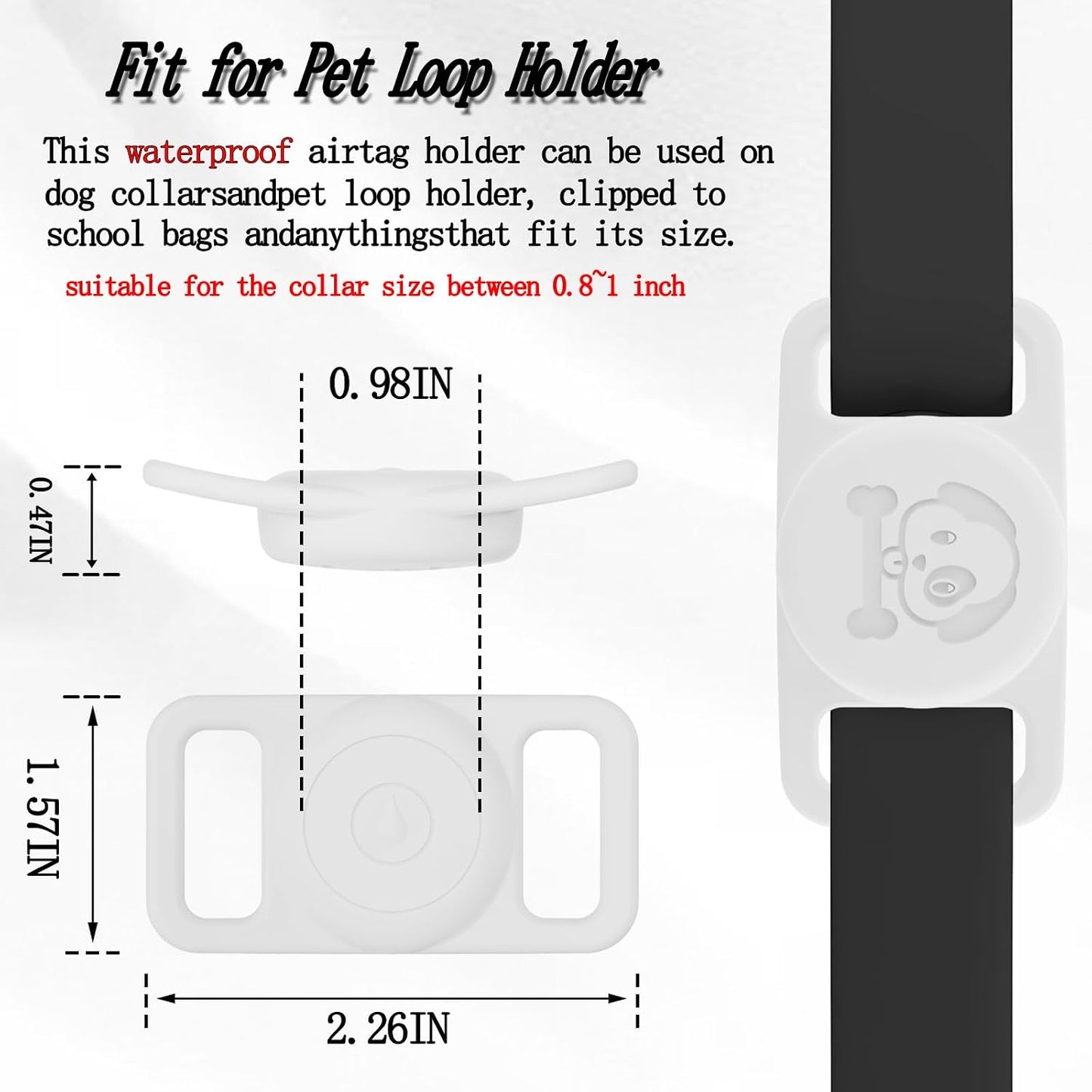 4 Soportes Airtag para Collar Perro Silicona Cian Blanco