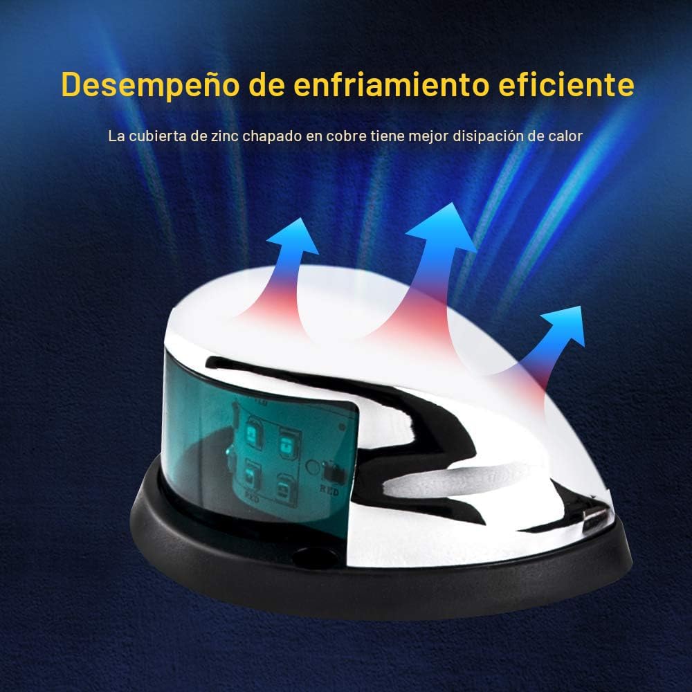 Luz navegación barco LED roja y verde proa marina
