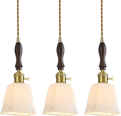 Lámpara colgante cristal blanco lechoso altura ajustable