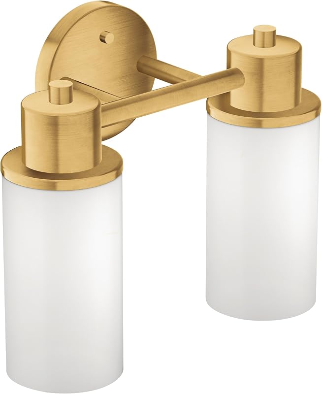 Accesorio baño doble con 2 luces vidrio esmerilado dorado