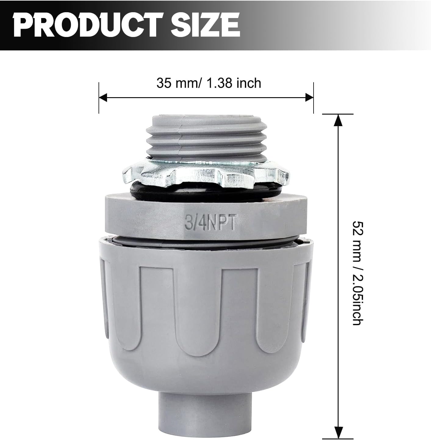 Conector hermético 3/4pulg PVC 180grados UL pack 200
