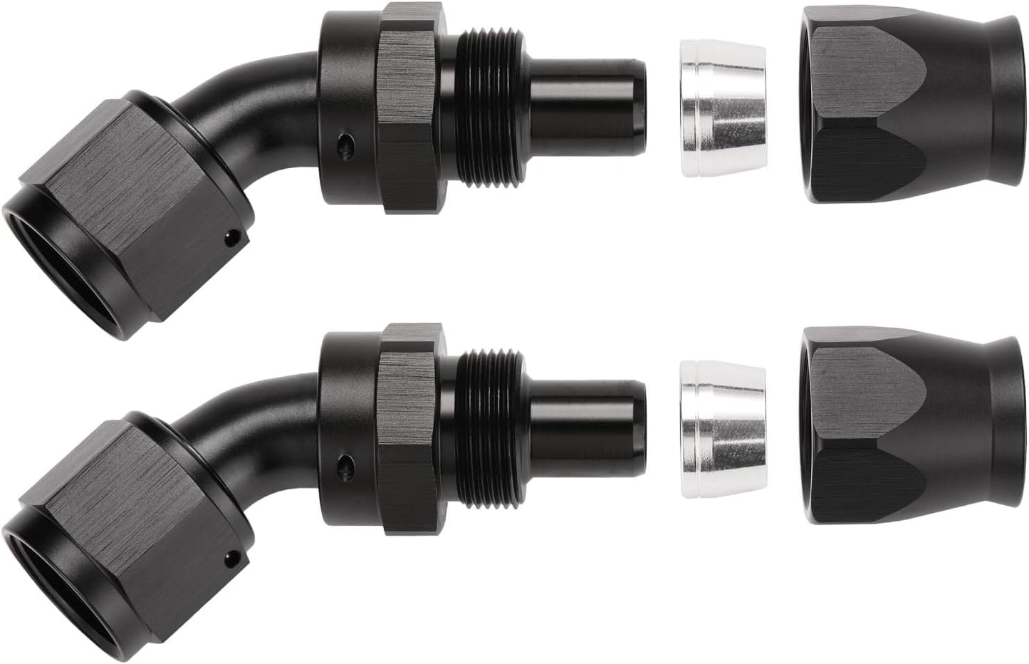 Manguera PTFE codo giratorio aluminio negro 2 Pzas