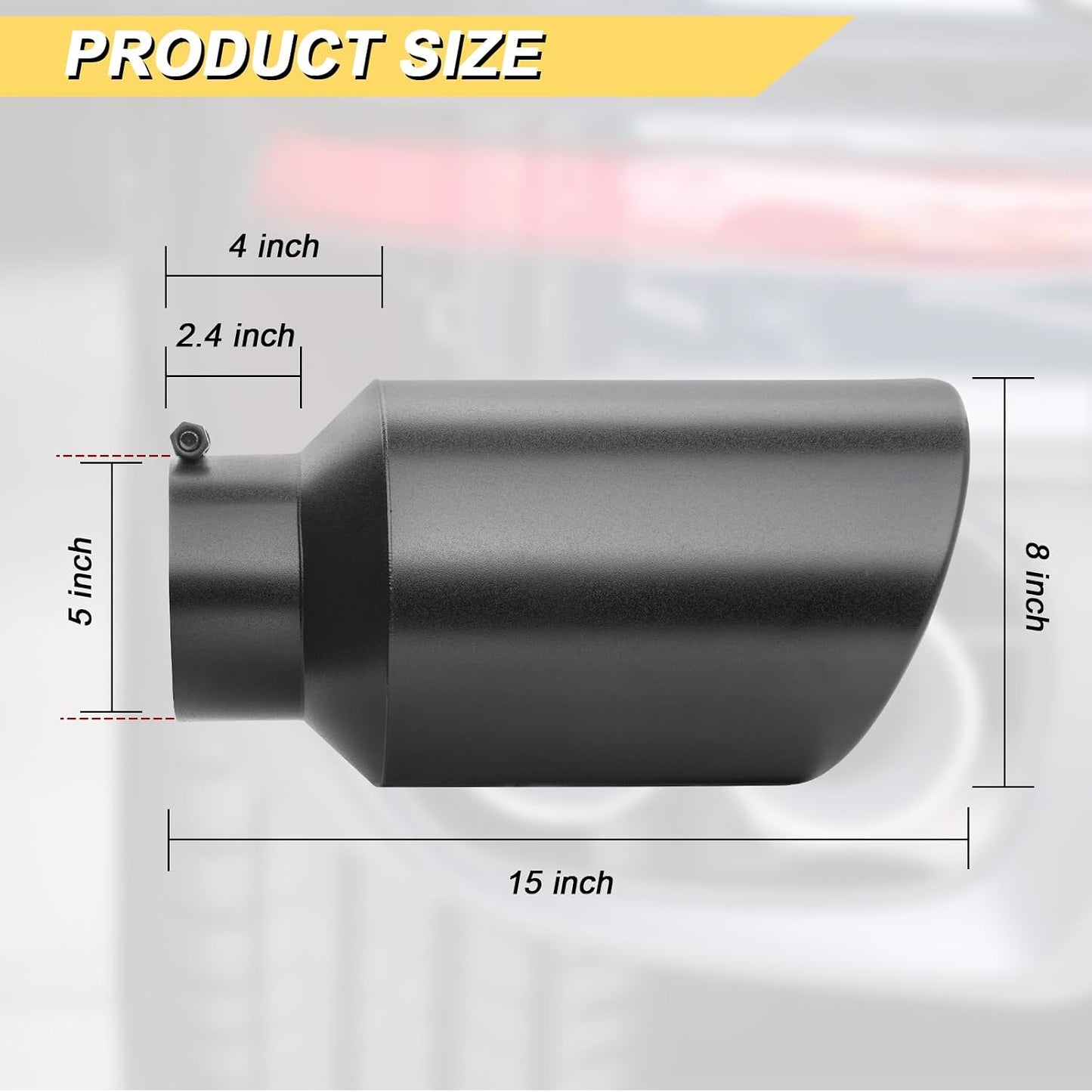 Cola escape acero inox 5x8" 15" corte angular