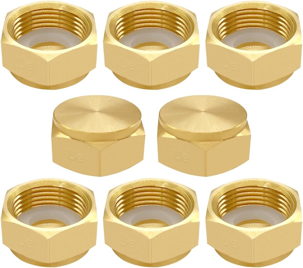 8 Pzas Tapa Hexagonal Manguera Jardín con Juntas y Tapones
