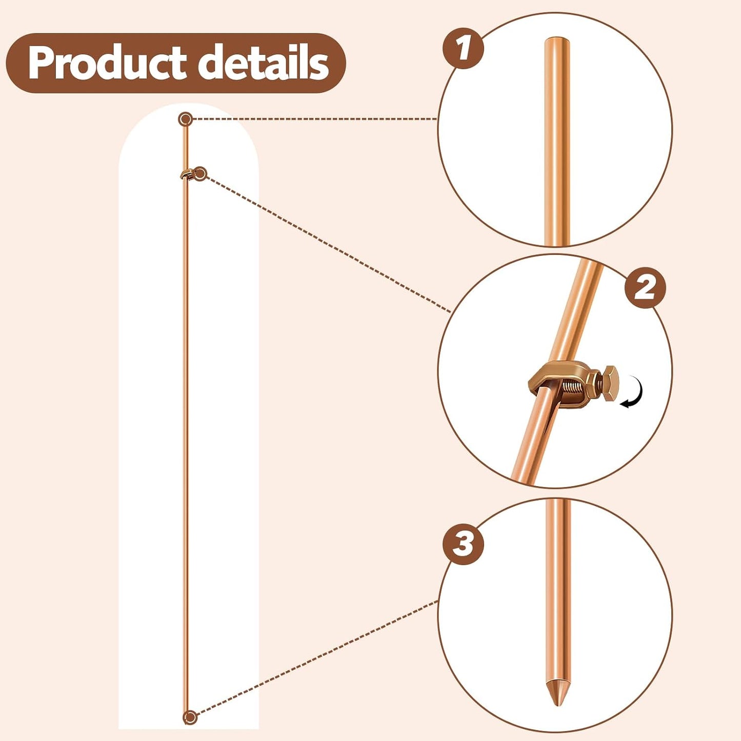 Varilla cobre 4ft abrazadera para cerca eléctrica