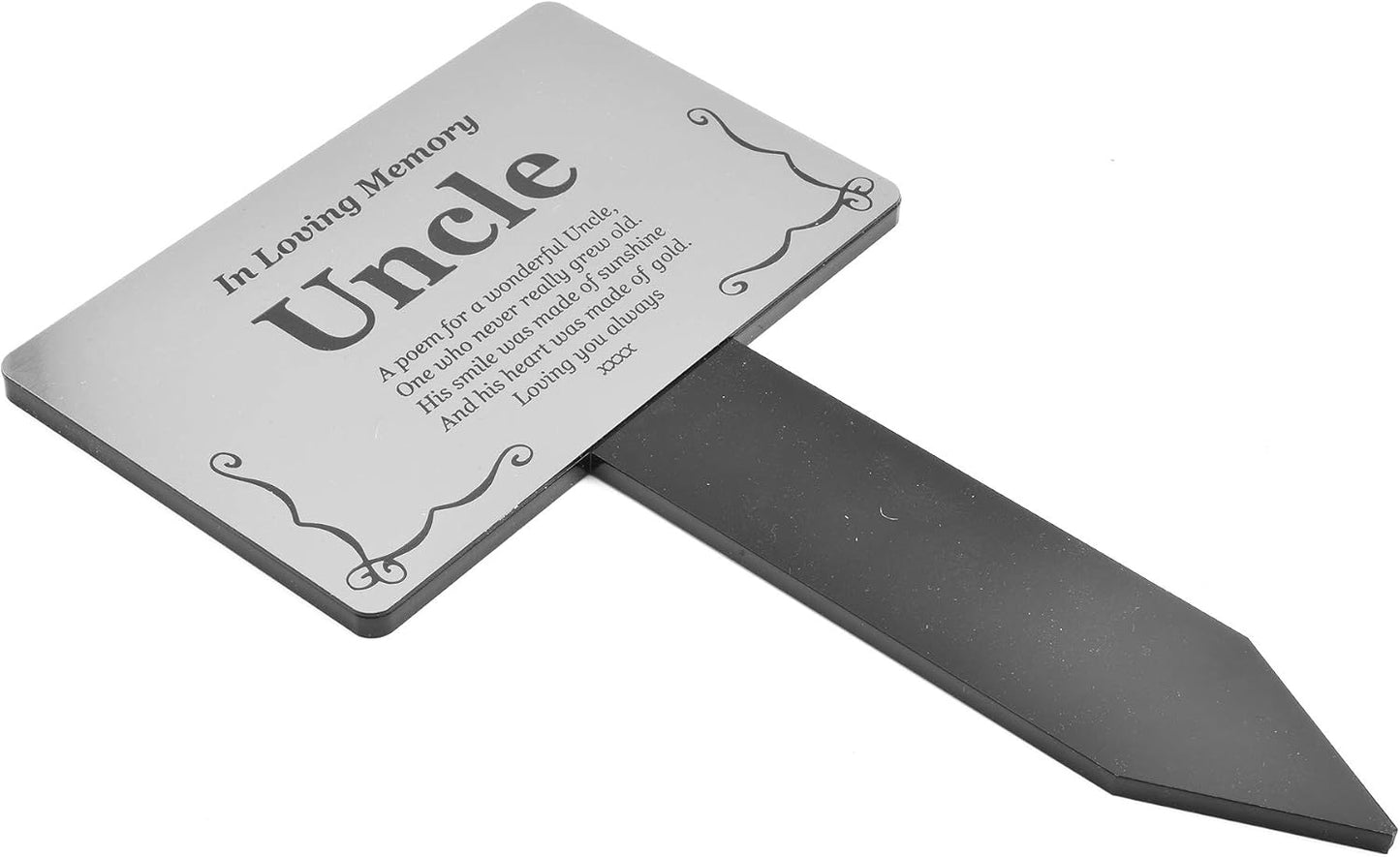 Estaca placa plateado impermeable para tumba y plantas
