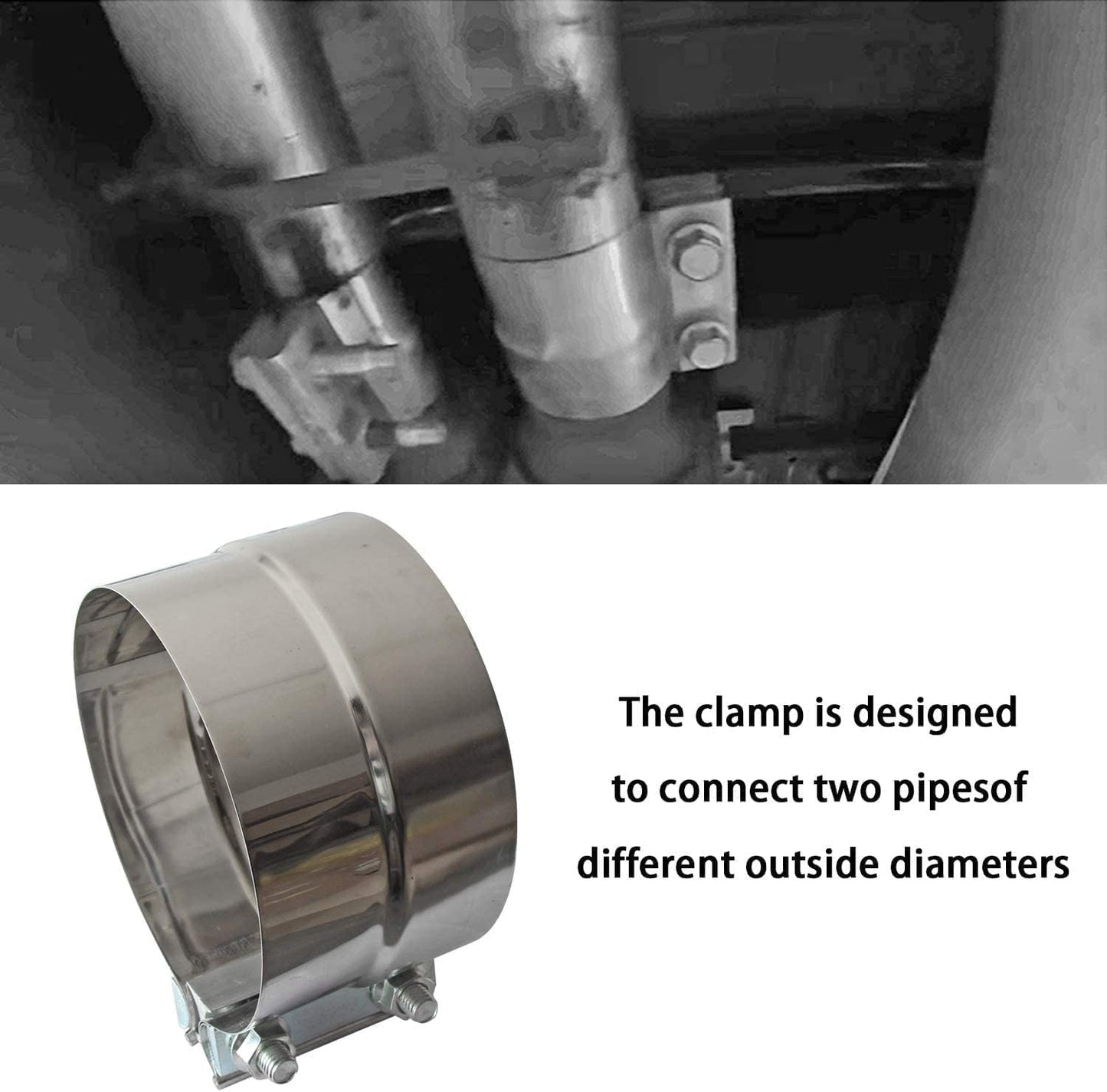 Abrazaderas escape acero inox 4" para silenciador codo tubería