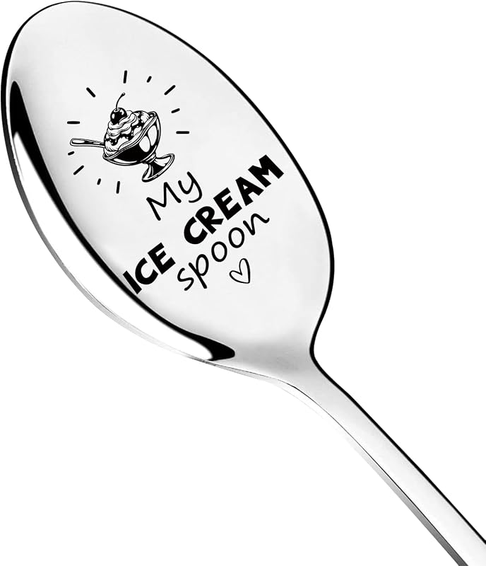 Cuchara acero inox grabada para helado café