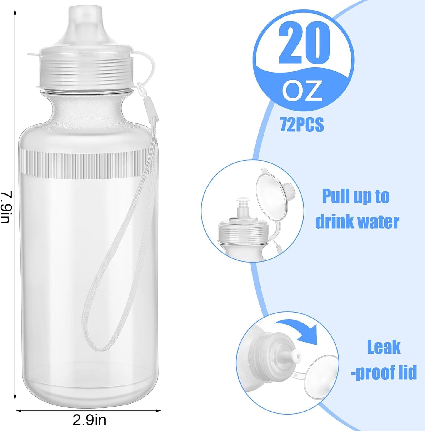 72 Pzas Botellas Agua Reutilizables 20oz con Correa Nylon