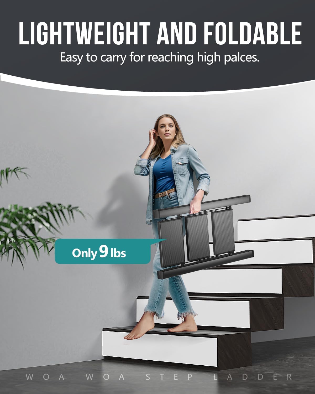 Escalera plegable ligera cocina 300lb con pedales