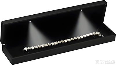 Caja pulsera LED negra lujo para collar y cadena regalo