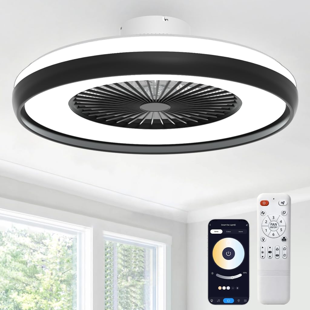 Ventilador techo sin aspas luz 24pulg control remoto 6 velocidades