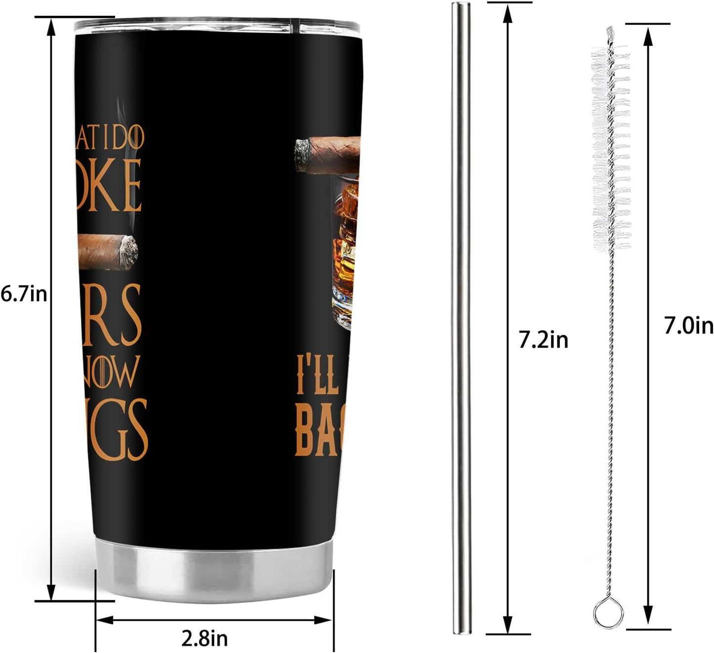 Vaso acero inox 20oz con tapa y popote para hombres