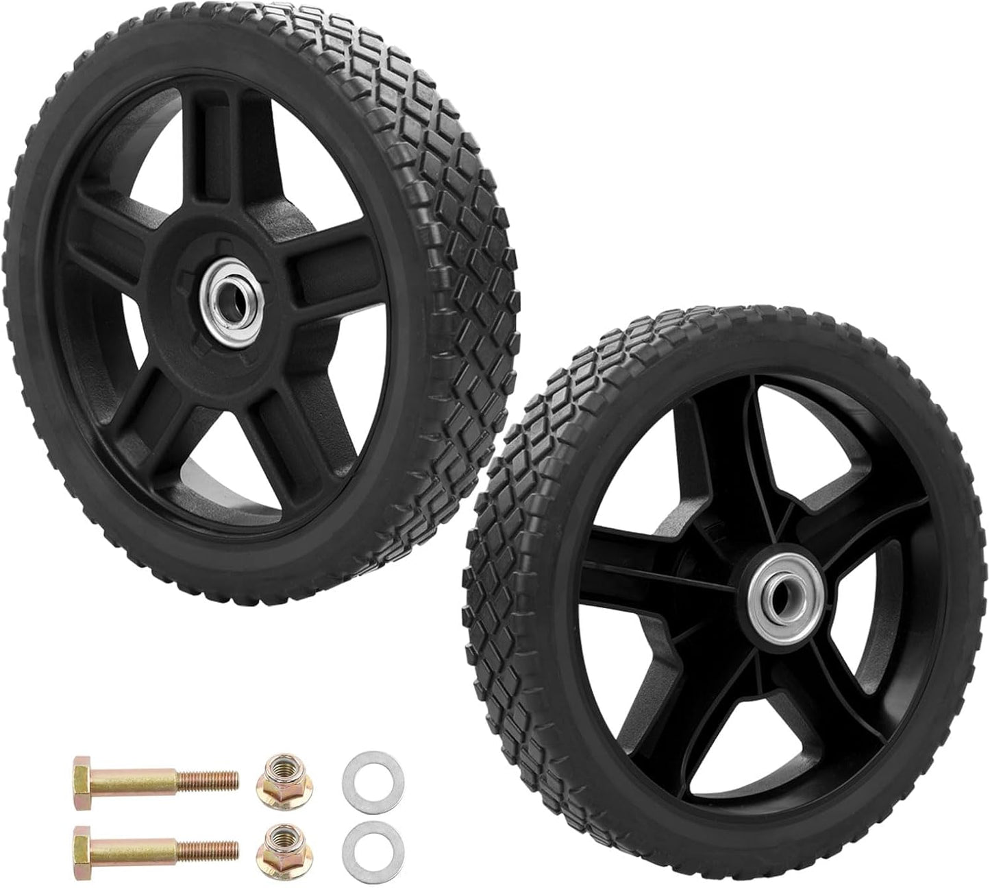 Ruedas cortacésped 8" set 2 orificio eje 0.5" con pernos