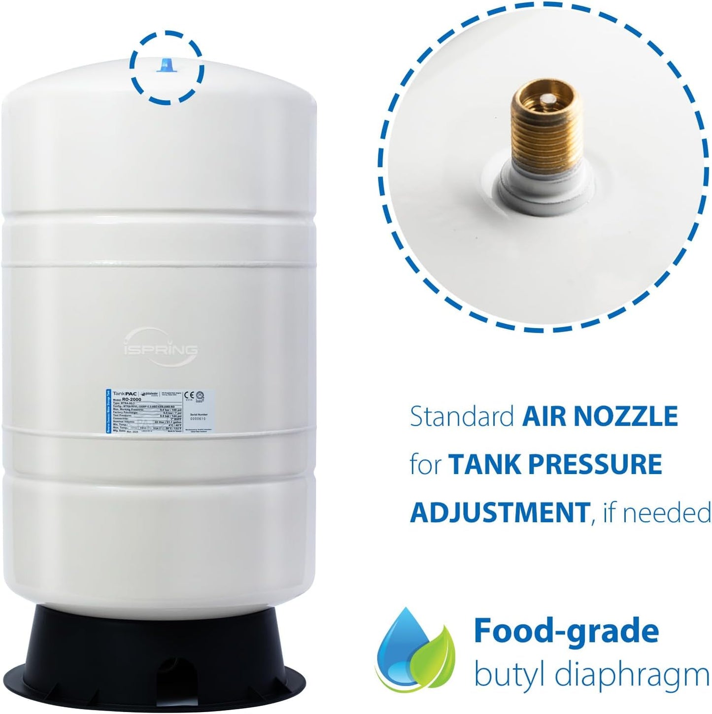 Tanque prepresurizado T20M 20gal para sistema RO 14gal