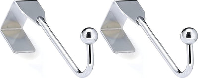 Gancho metálico cromado para puerta 1pulg set 2