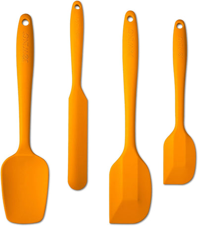 Set 4 Espátulas Silicona Antiarañazos Núcleo Acero Inox Naranja